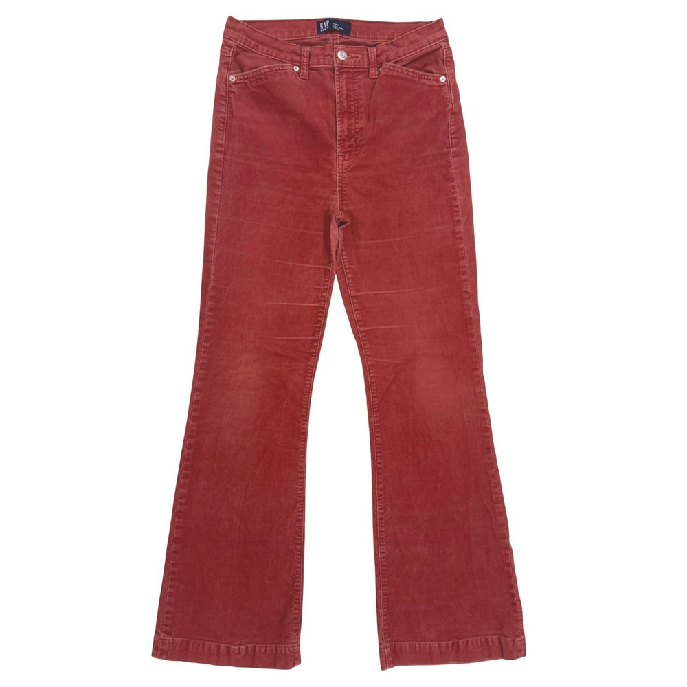 Gap Corduroy Flare Pants Womens 8/29R Rust Red Excellent High Rise Wide Leg